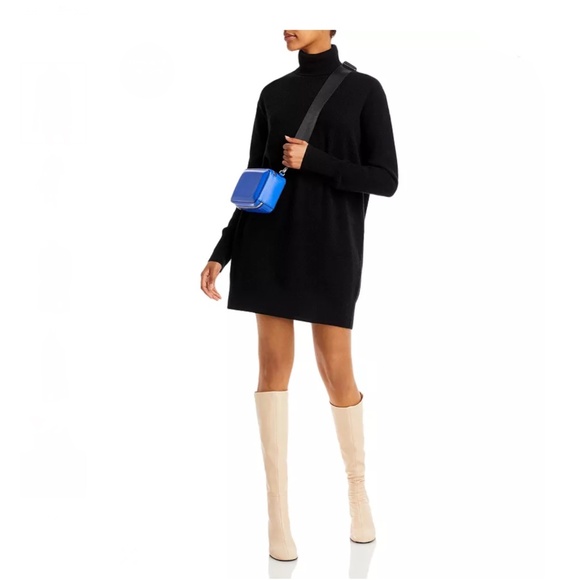 Luxurious 100% Cashmere Turtleneck Dress By Aqua in Black - Picture 1 of 7